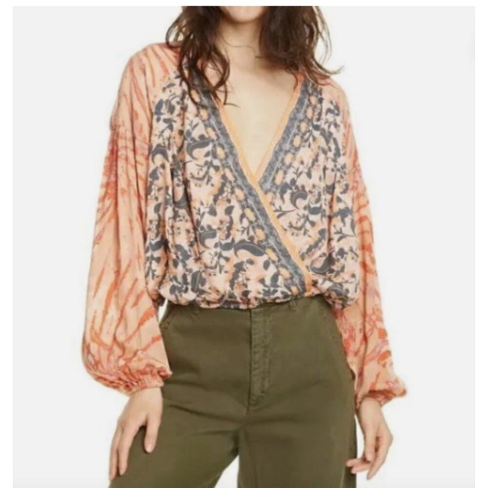 Free People Cruisin Together Blouse Top Faux Wrap Women size Small